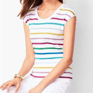 Talbots Metallic Stripe Knit Top - NEW - Size Large